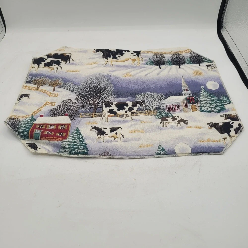 Farm Milk Cow‎ Winter Setting Placemats 4 PCS Washable
